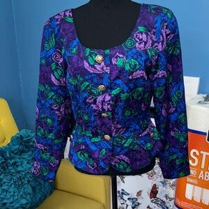 Vibrant Floral Button-Up Blouse